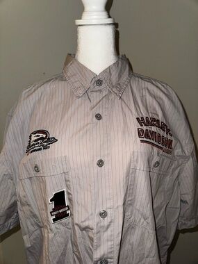 Harley Davidson Light Gray Short-Sleeve Button Shirt